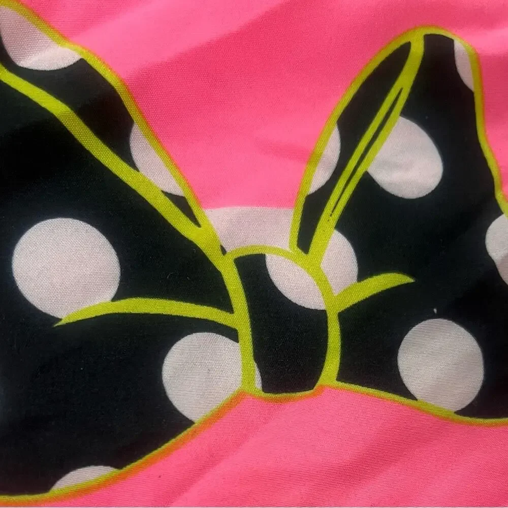 Disney Minnie Mouse microfiber pink shower curtain/bow polka dot curtain hooks